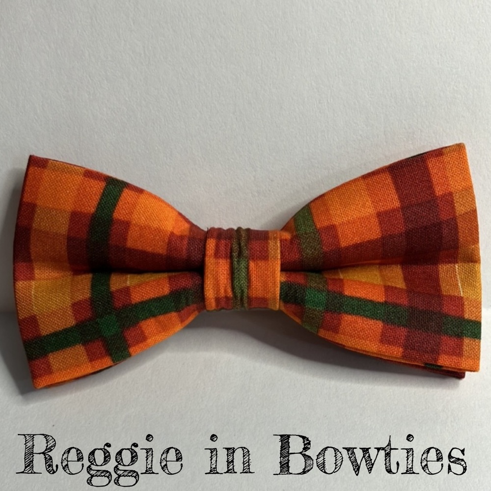 Pet Bowtie in a Fall Plaid for Halloween & Thanksgiving
